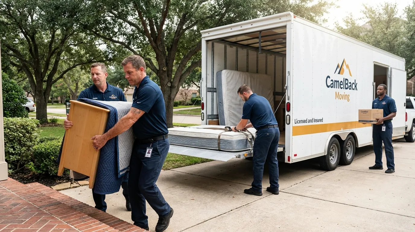 Crew loading residential truck for cross-state move from Lewis Center, OH