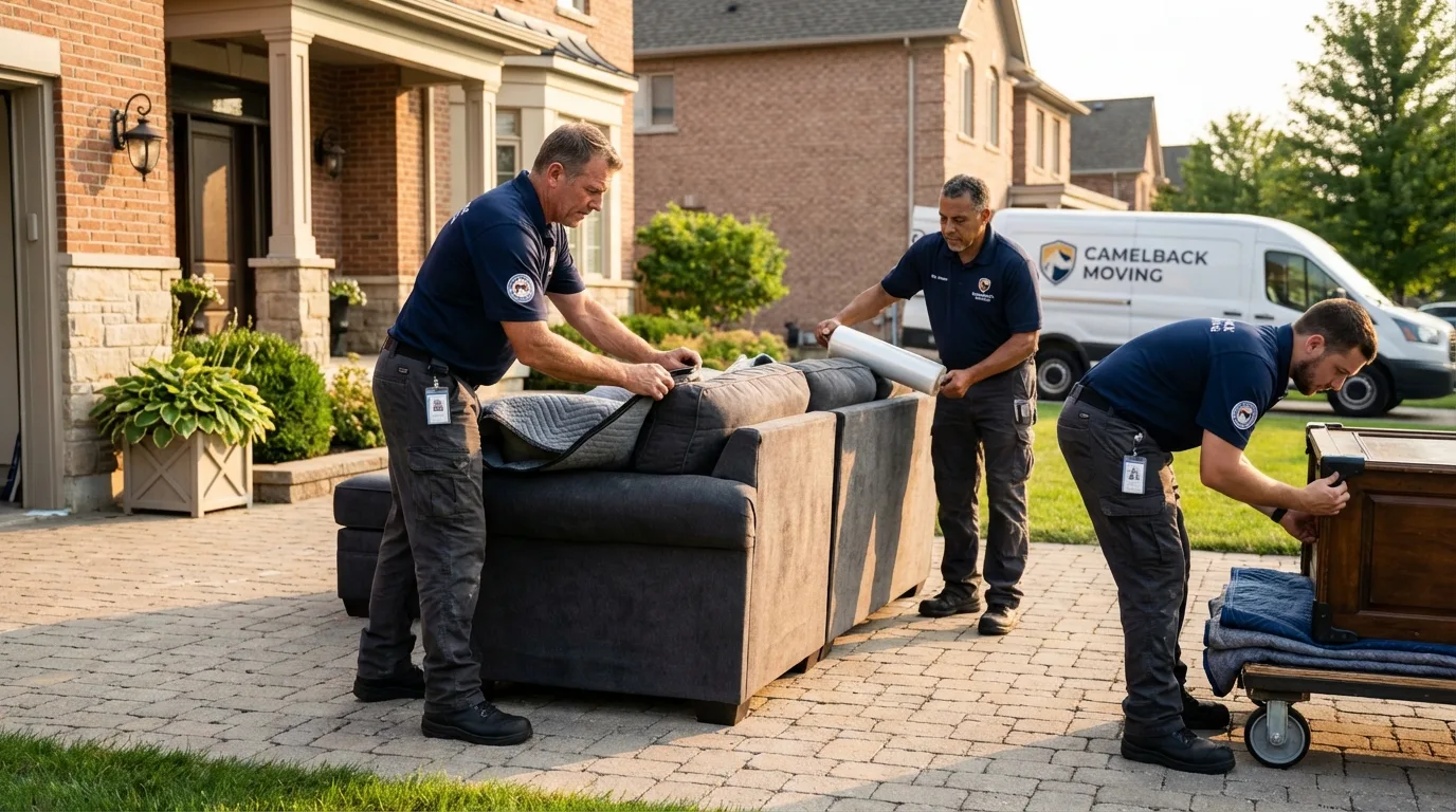 Large estate moving crew wrapping furniture in Lewis Center, OH