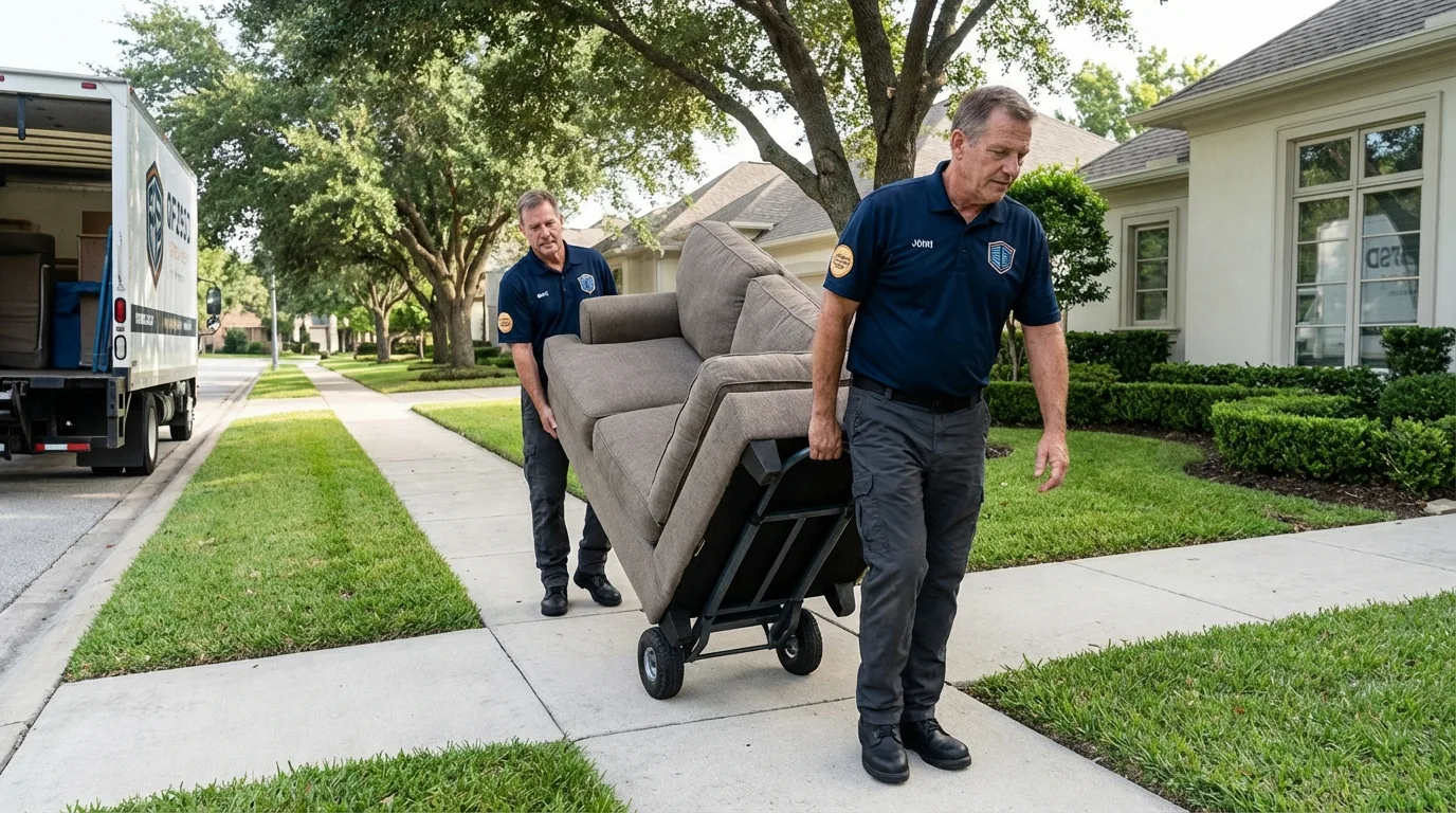 Local residential moving crew loading furniture in Lewis Center, OH